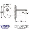 Grohe Euroeco Cosmopolitan E Infra-Red Electronic Wall Basin Tap Dimensions